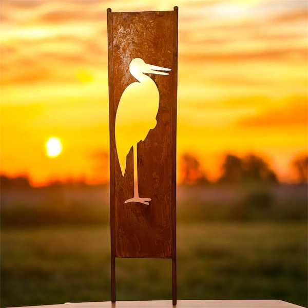 Panel ogrodowy parawan dekoracyjny metal patyna 120cm CZAPLA / ŻURAW